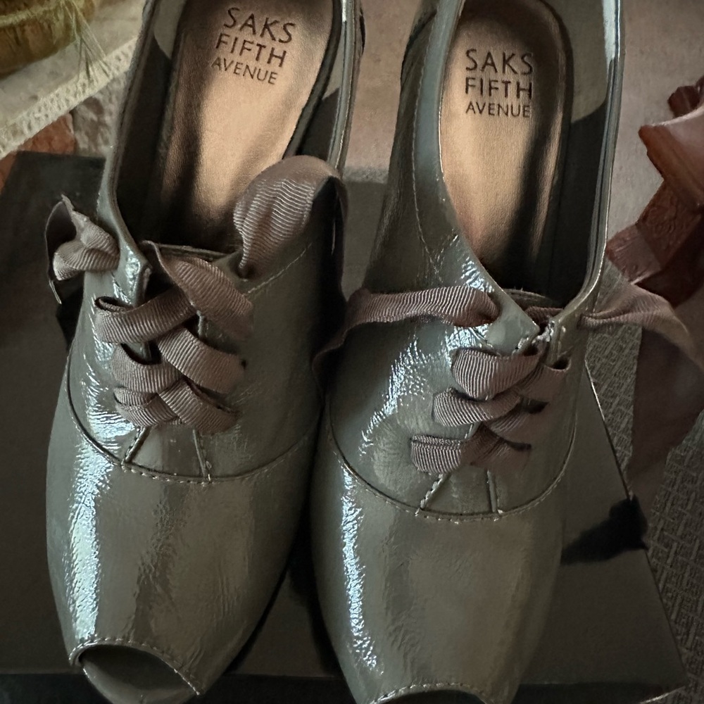 Saks Fifth Avenue Genuine Patent Leather Shoe Boots